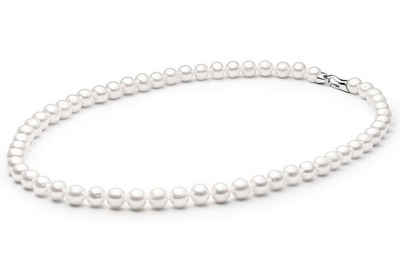 Gaura Pearls Perlenkette Elegant weiß rund 9-10 mm 45 cm Designverschluss Süßwasserzuchtperlen