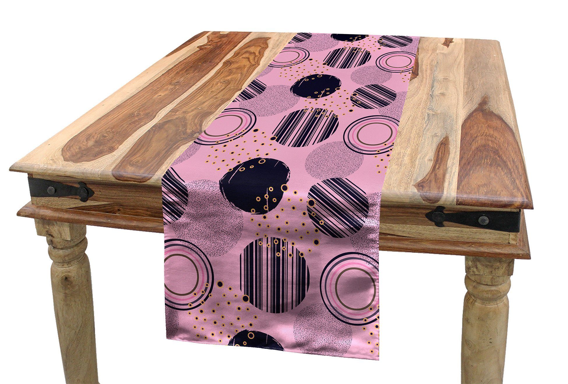 Abakuhaus Tischläufer Esszimmer Küche Rechteckiger Dekorativer Tischläufer, Abstrakt Geometrische Kreise und Punkte
