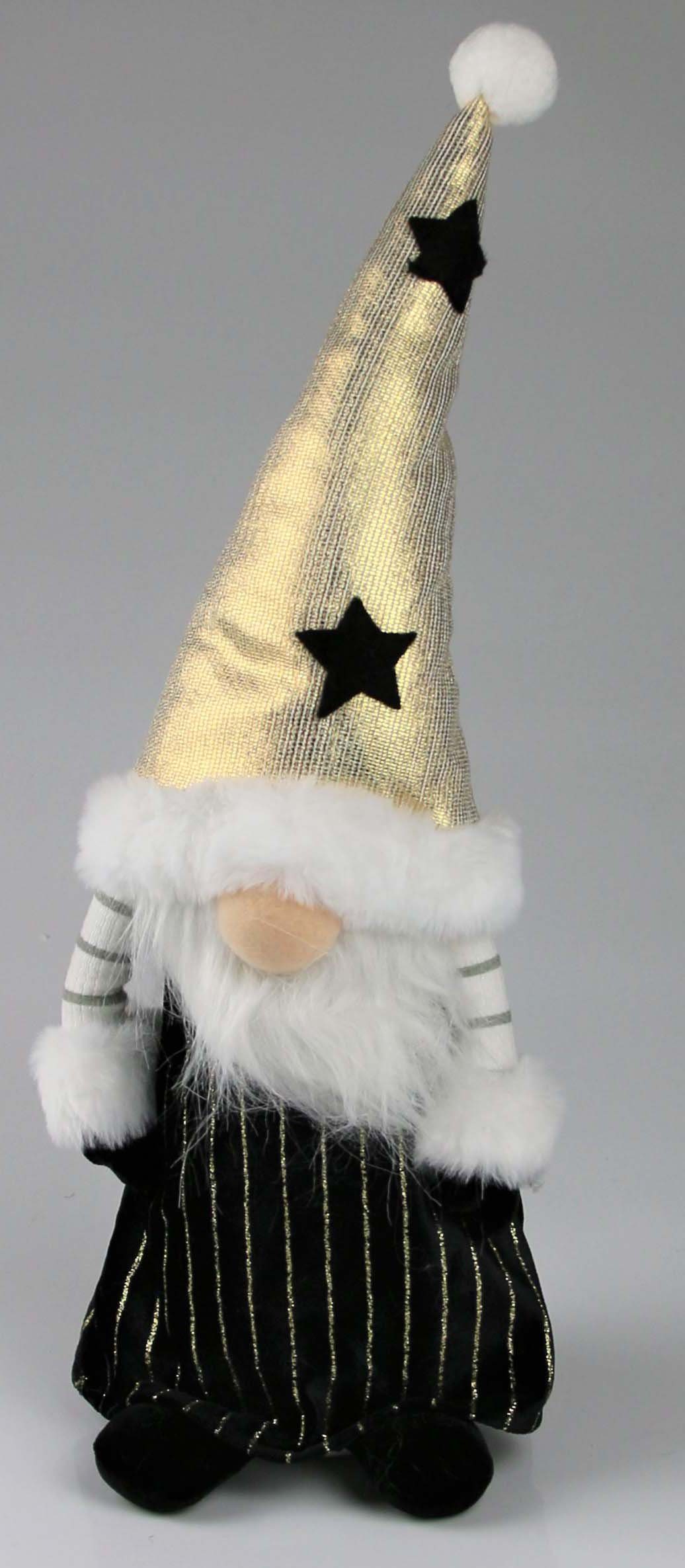 Weihnachtsdeko AM (1 goldener Sternen und Weihnachtsfigur mit St), Design Mütze schwarzen