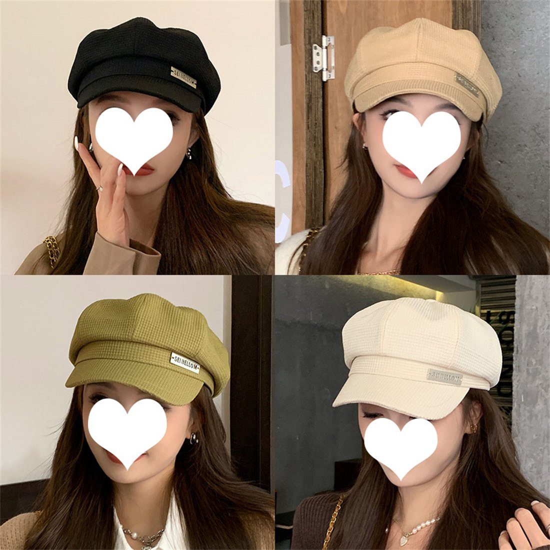 Hut achteckigen Hut, Beret, DÖRÖY Mode lässige Damen khaki Plaid britischen Retro Baskenmütze