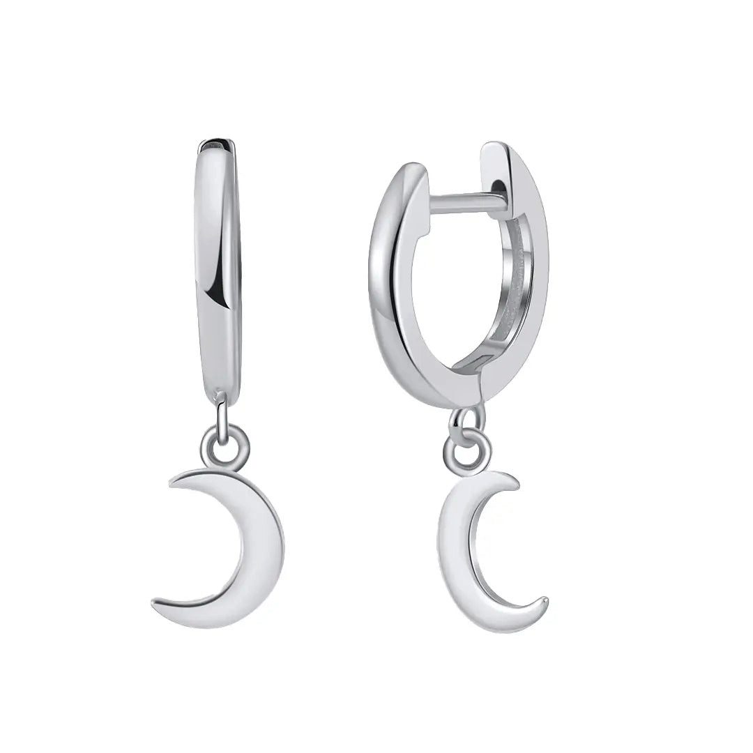 Suzan Gold Paar Creolen 925 Silber vergoldet Moonlite Mondmotiv