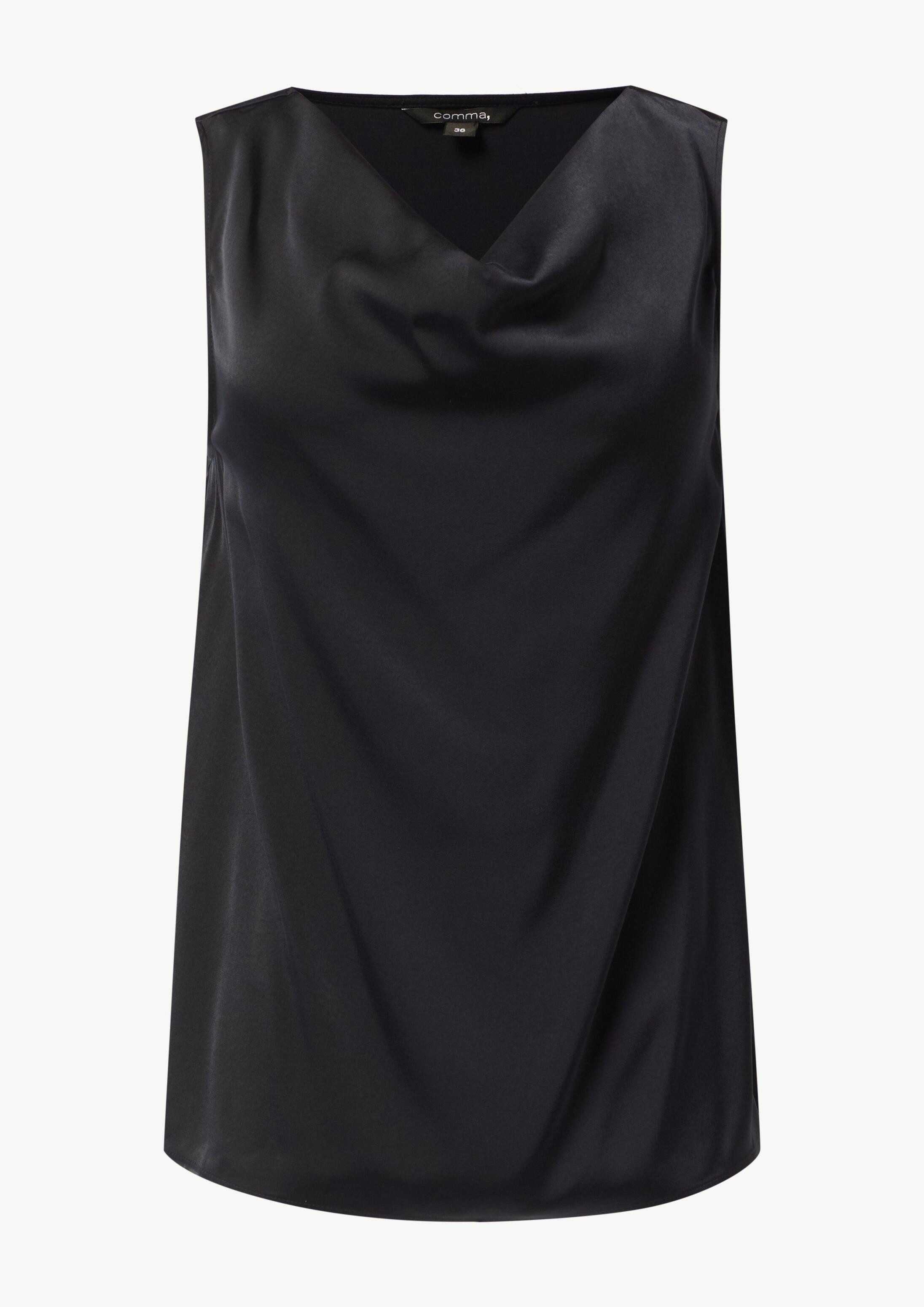 comma Blusentop Bluse Satiniertes Blusentop mit Wasserfall-Ausschnitt