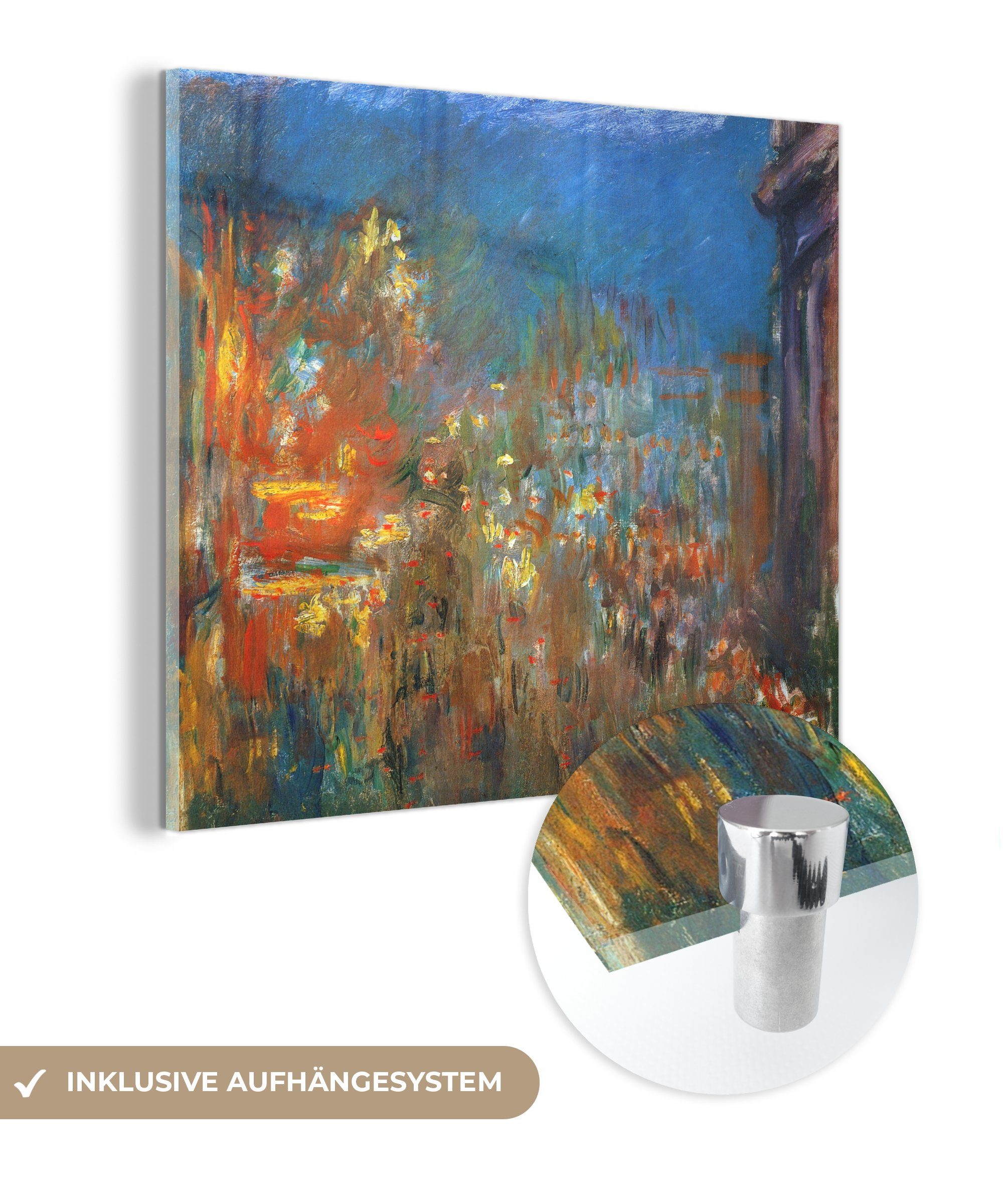 MuchoWow Acrylglasbild Leicester Square bei Nacht - Claude Monet, (1 St), Glasbilder - Bilder auf Glas Wandbild - Foto auf Glas - Wanddekoration