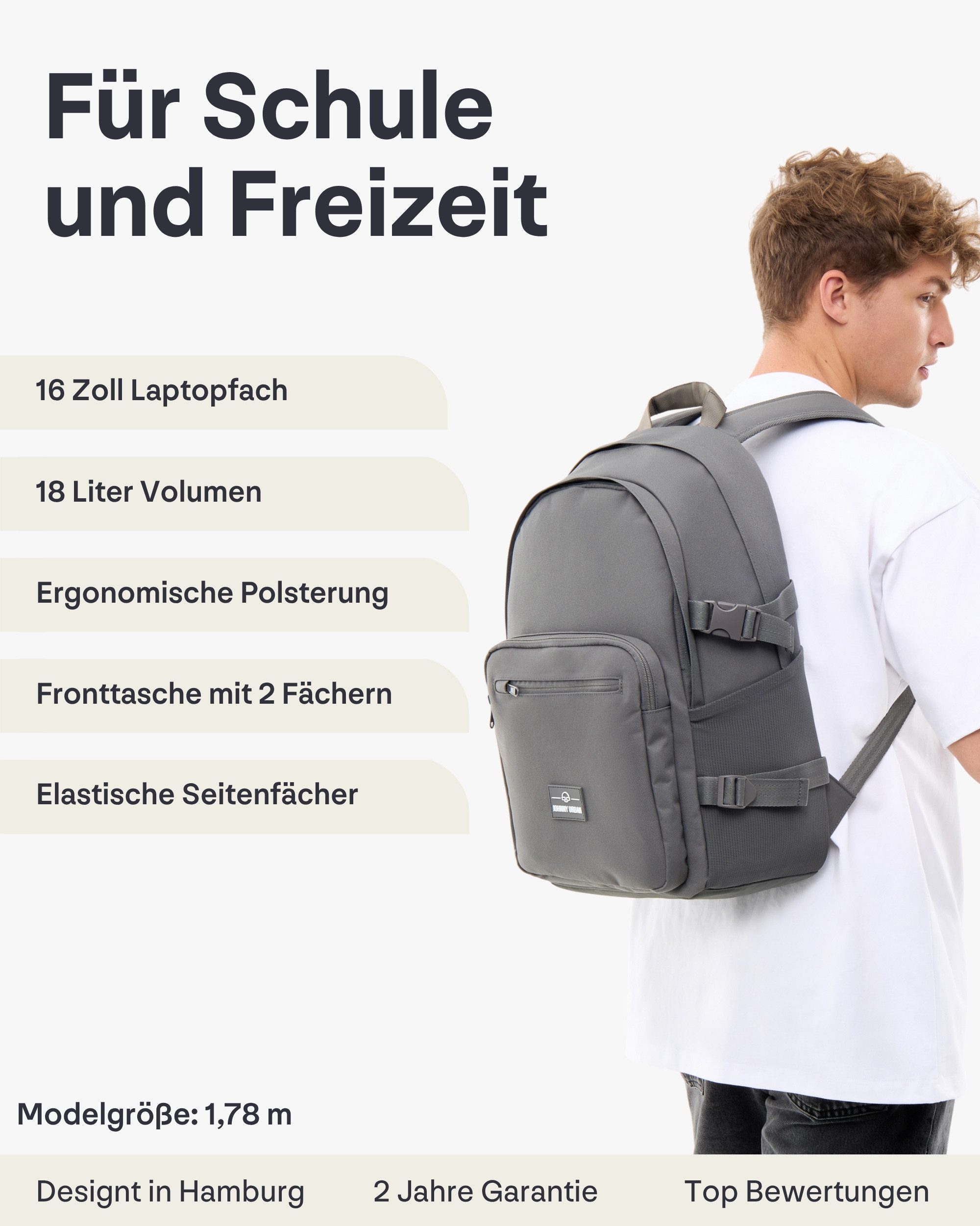 Johnny Urban Schulrucksack Lian Schulrucksack für Mädchen & Jungen (1-tlg), Funktionaler Rucksack für die Schule, Wasserabweisend