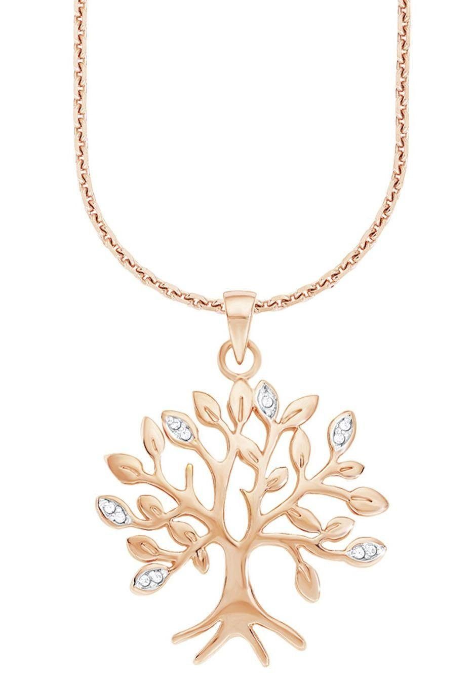 Amor Kette mit Anhänger Lebensbaum, mit Zirkonia (synth)