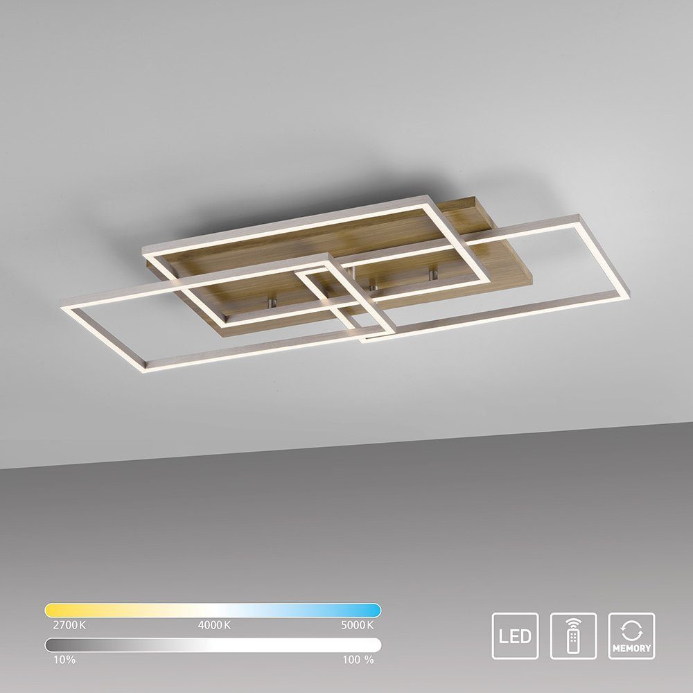 SellTec LED Deckenleuchte Deckenlampe Rahmen Holz, CCT-Farbtemperaturregelung, Dimmfunktion, Memoryfunkton, 3xLED-Board/12,00Watt, warmweiß bis kaltweiß, Farbtemperaturregelung Fernbedienung dimmbar eckig | Deckenlampen