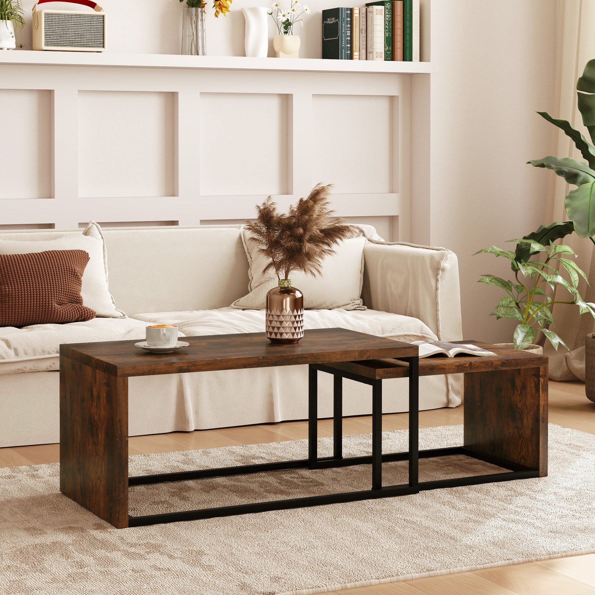 HOMCOM Couchtisch Satztisch Sofatisch Kaffeetisch (Sofatisch, günstig online kaufen