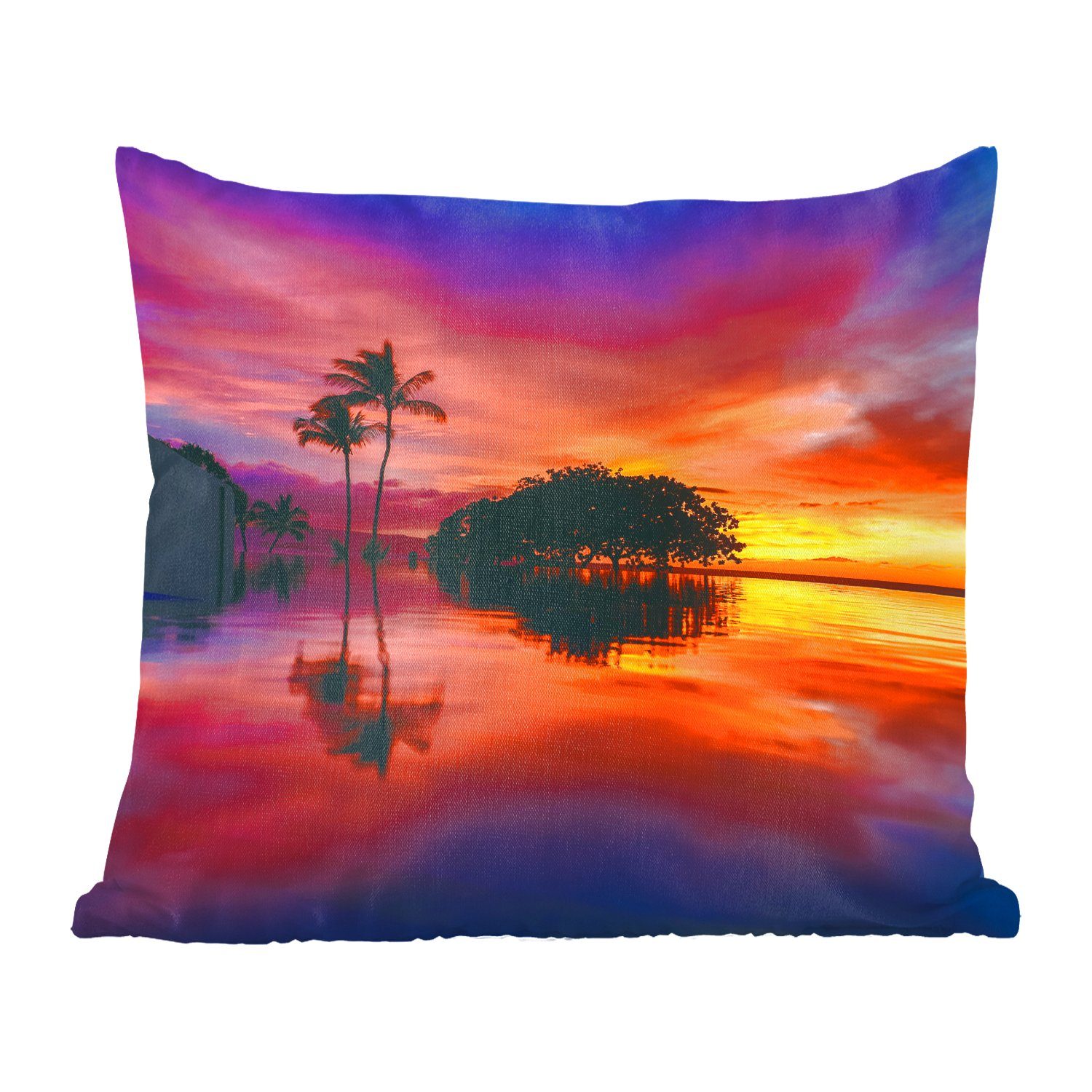 MuchoWow Dekokissen Ein farbenprächtiger Sonnenuntergang am Wailea Beach in den USA auf, Zierkissen mit Füllung für Wohzimmer, Schlafzimmer, Deko, Sofakissen