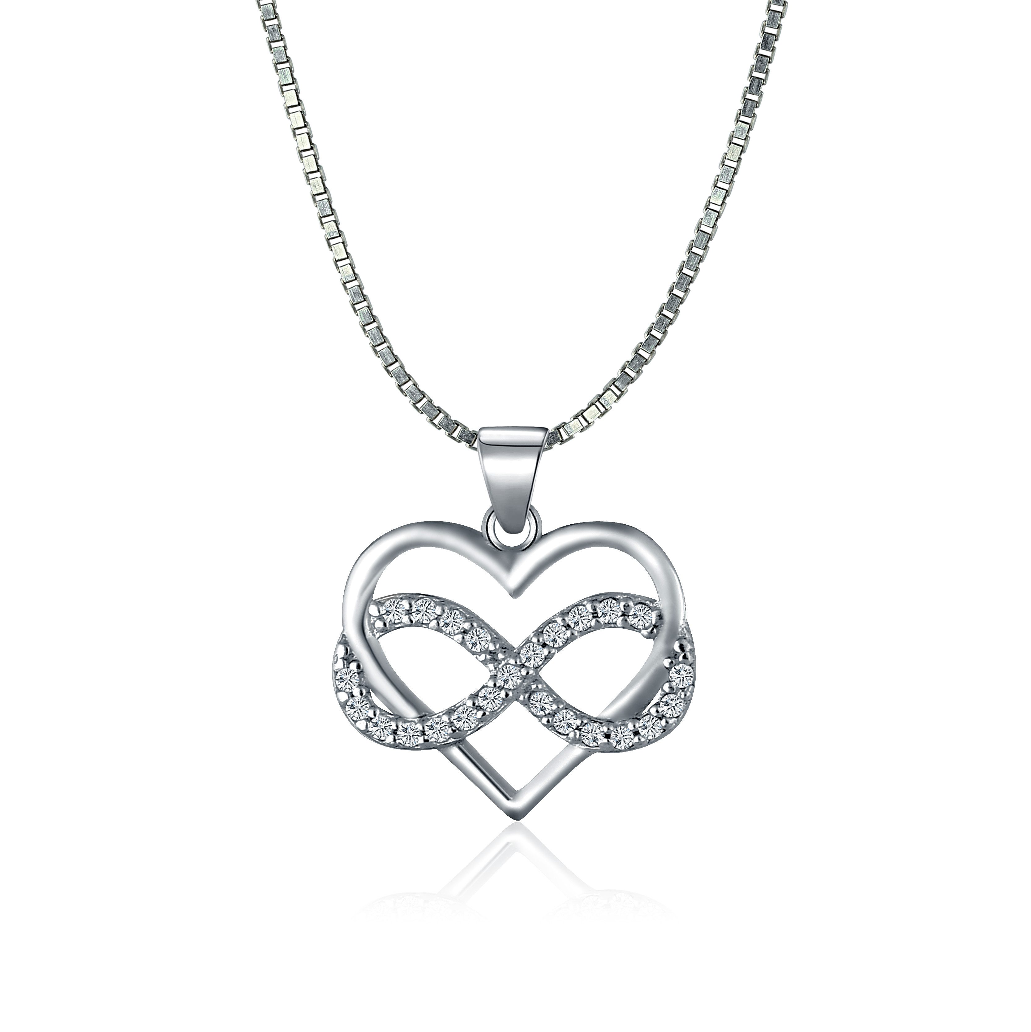 NAHLE Kette mit Anhänger Silberkette Herz Unendlichkeit Infinity Halskette günstig online kaufen