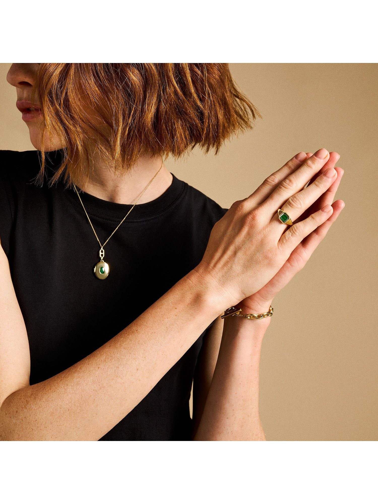 Fossil Fingerring Fossil Damen-Damenring Metall Malachit, Malachit