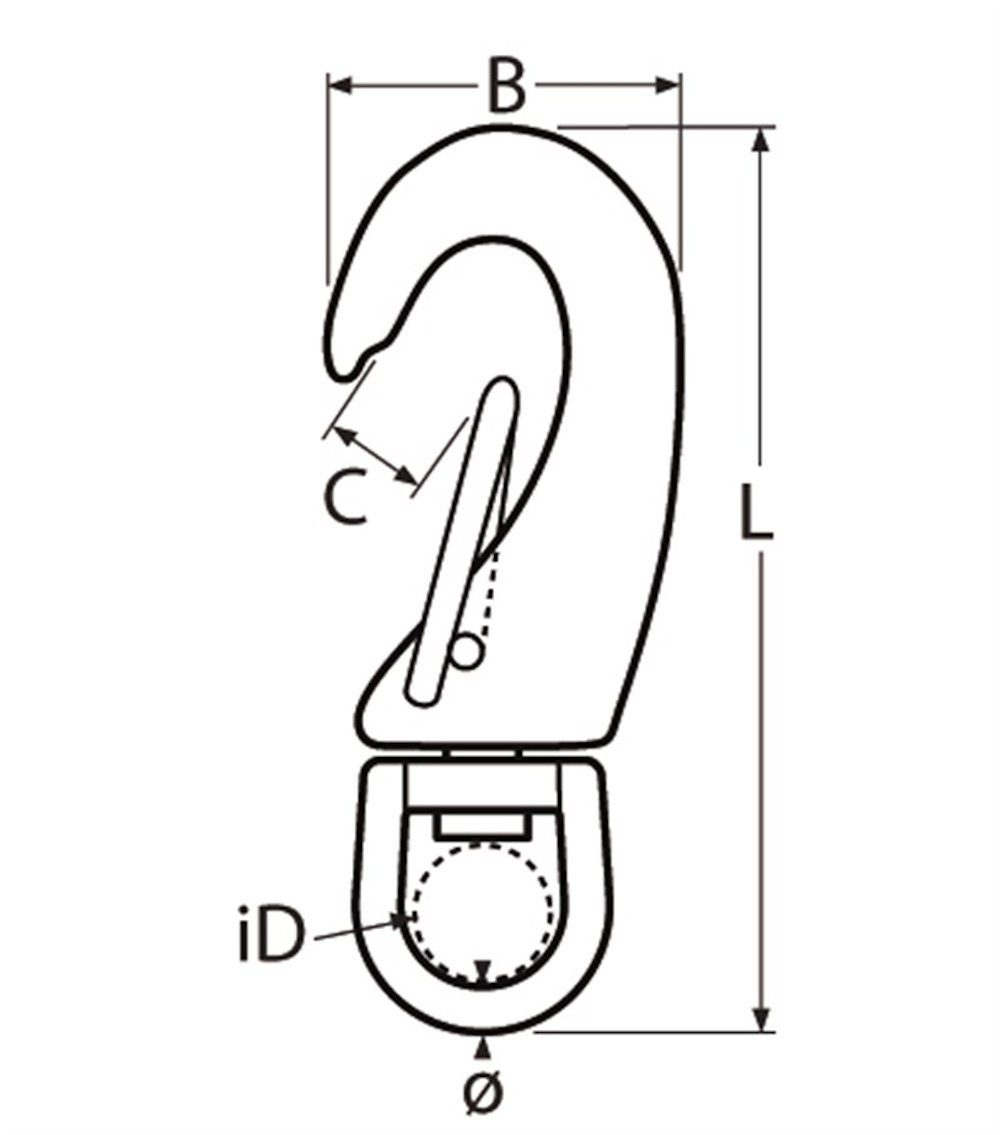 mit Längen, Stück), KAMERO säurebeständig 45 Schnapphaken - Karabiner 130mm, Wirbelauge (verschiedene Surf-Snap rostfrei, und Edelstahl salzwasser- 1