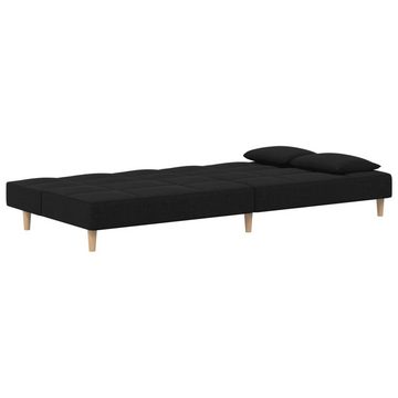 vidaXL Sofa Schlafsofa 2-Sitzer mit 2 Kissen Schwarz Stoff