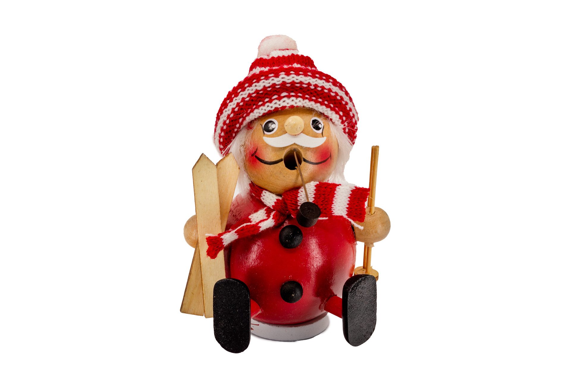 Kaladia Фигурка курильщик Kugelräucherfiguren aus Holz - Ski-Fahrer - Räucherkerzen Размер M, handbemalte Dekoration in niedlichem Stil - für jeden Raum