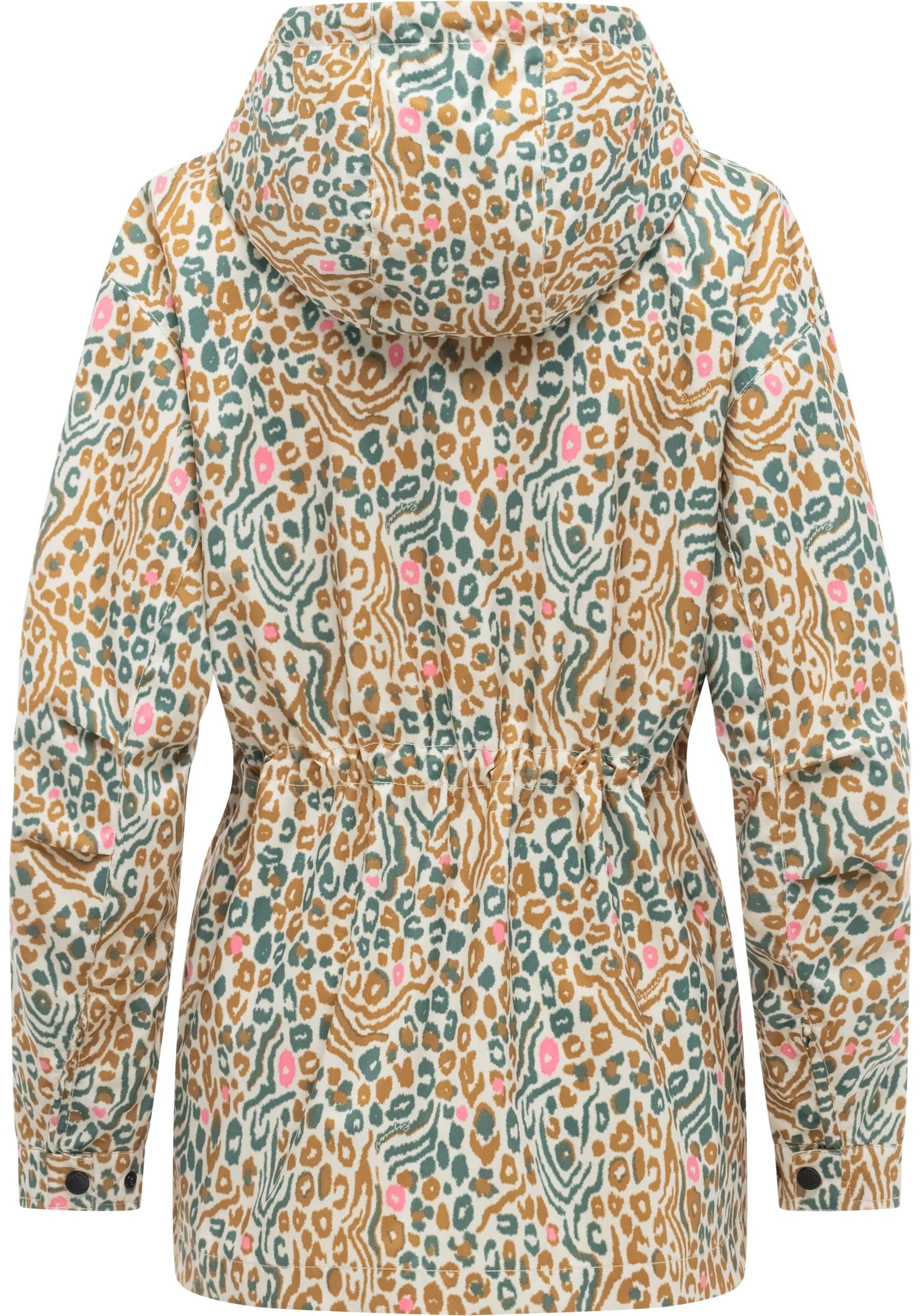 Ragwear Anorak Eddens Print Übergangsjacke mit Animal-Print und Kapuze
