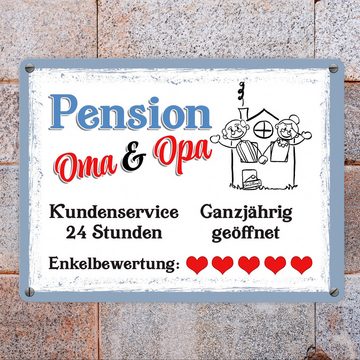 speecheese Metallschild Pension Oma und Opa Metallschild in 15x20 cm