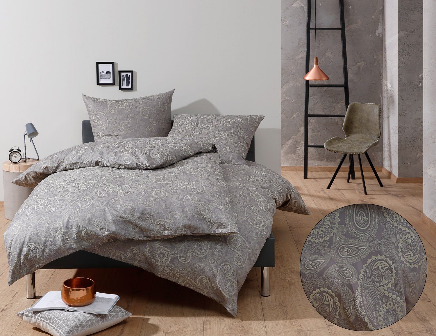BETTWAESCHE-MIT-STIL Bettwäsche Mako-Satin Damast Paisley Bettwäsche günstig online kaufen