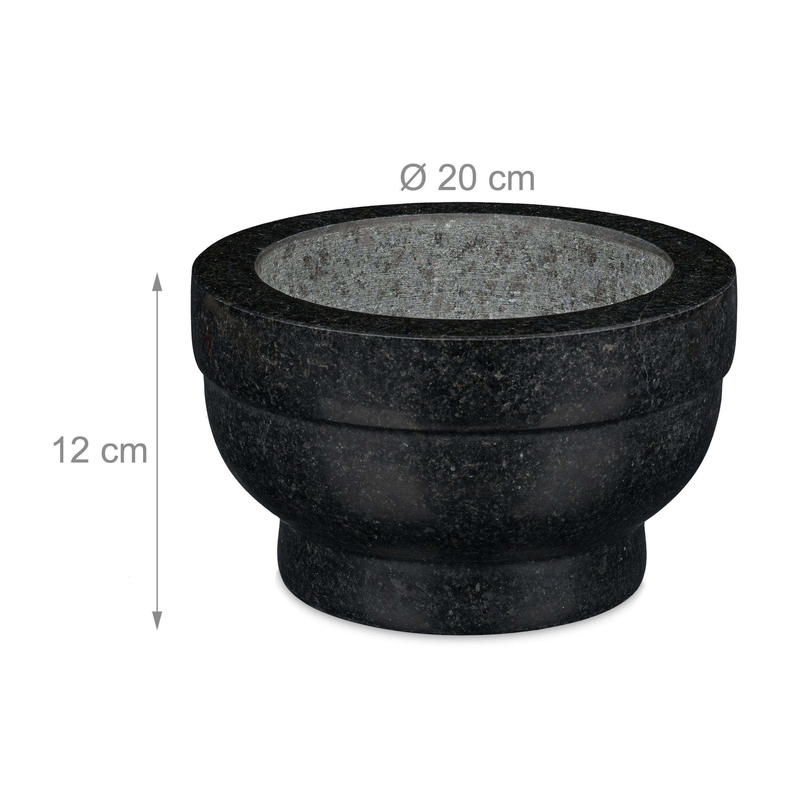 relaxdays Mörser Granit Mörser mit Stößel 20 cm, (2-tlg) – Bild 4 von 5