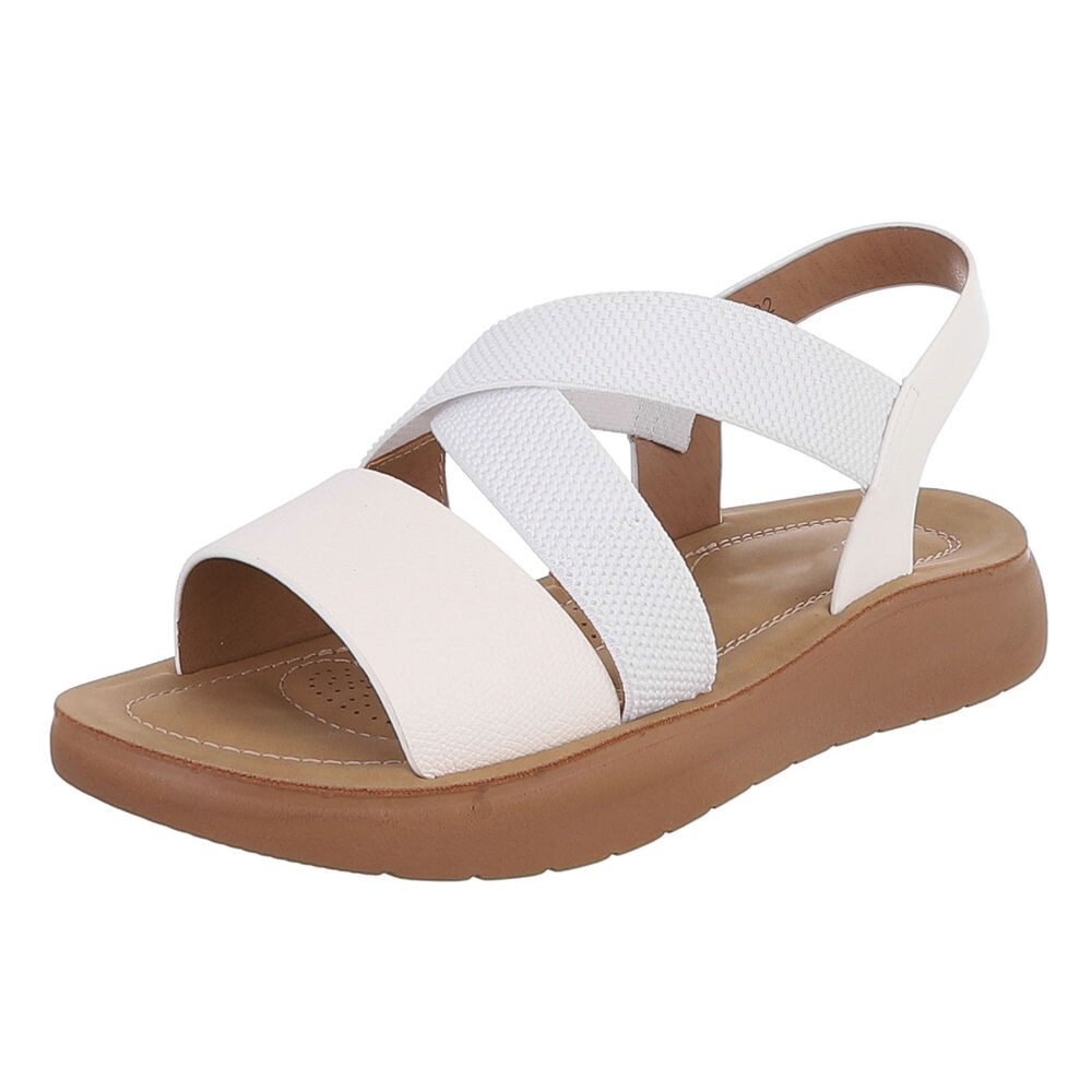 Ital-Design Damen Sandale mit Fersenriemen und Plateausohle Pantolette (92002705) Flach Pantoletten in Weiß