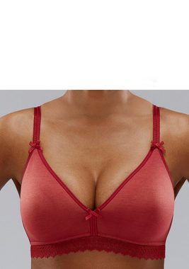 petite fleur Bralette-BH (Packung, 2 Stück) ohne Bügel mit Spitzenband, aus weicher Baumwolle, Basic Dessous