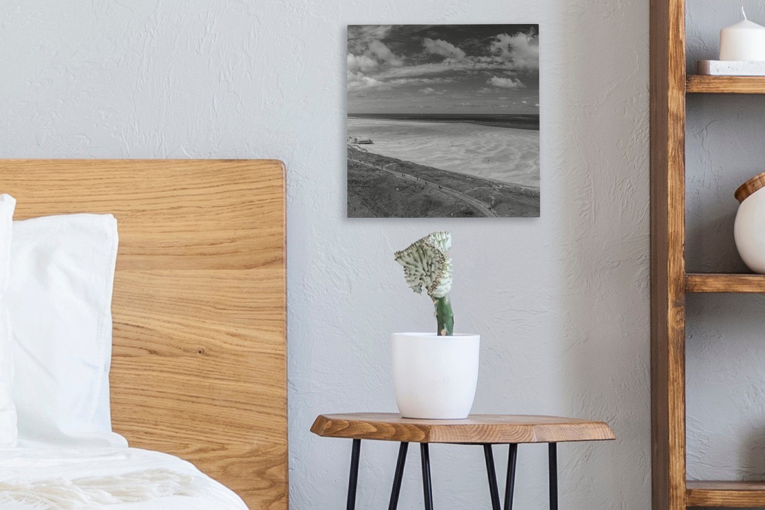 Schlafzimmer Wattenmeer - Weiß, Bilder St), Schwarz Wohnzimmer Leinwandbild für - (1 OneMillionCanvasses® Strand Leinwand -