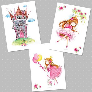 Sunnywall Poster Poster Kinderzimmer Prinzessin (3er Set), Prinzessin (Set, 3 St), Poster