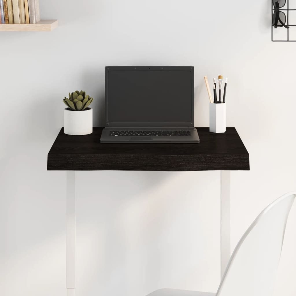 furnicato Tischplatte Massivholz 60x40x(2-6) cm Dunkelbraun mit Naturkante (1 St), Handgefertigte Ersatzplatte mit Lasur für den gewerblichen Gebrauch