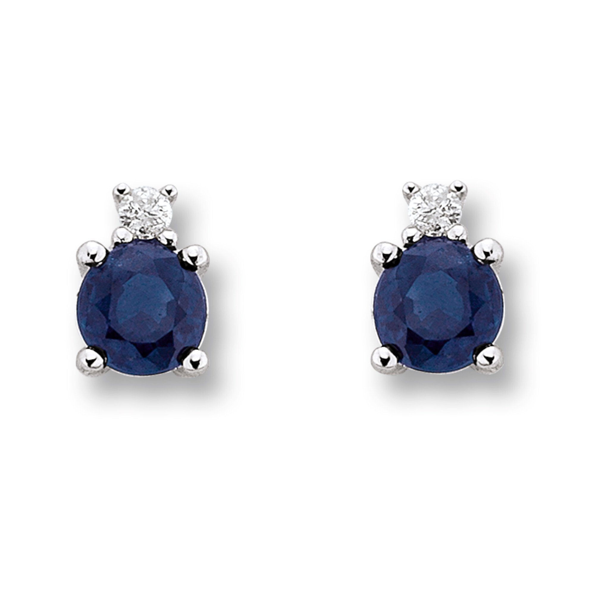 ONE ELEMENT Paar Ohrstecker 0.02 ct Diamant Brillant Safir Ohrringe Ohrstecker, Stilvoll zurückhaltend – Diamantakzente mit ruhiger Eleganz