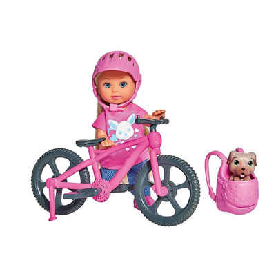 SIMBA Anziehpuppe Evi Love Holiday Bike mit Fahrrad + Hund, 12 cm Spielpuppe Haustier Puppe Puppen Ferienspaß Set