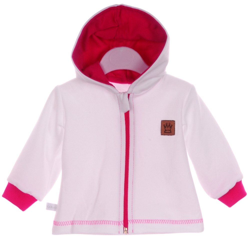 La Bortini Sweatjacke Baby Jacke mit Kapuze Stoffjacke in Weiß Pnik mit Krone weich, aus Baumwolle, mit Kapuze, für Mädchen