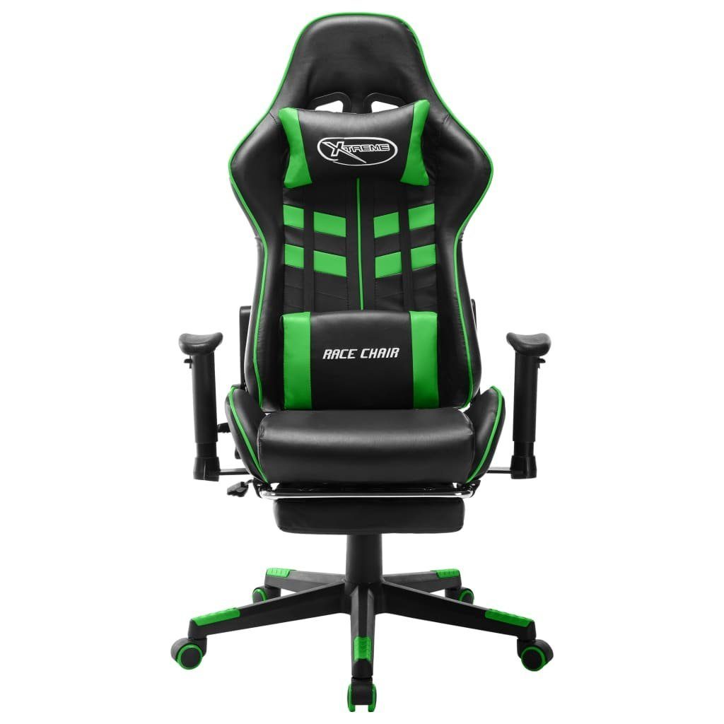 vidaXL Bürostuhl Gaming-Stuhl Kunstleder mit Grün und Fußstütze Schwarz