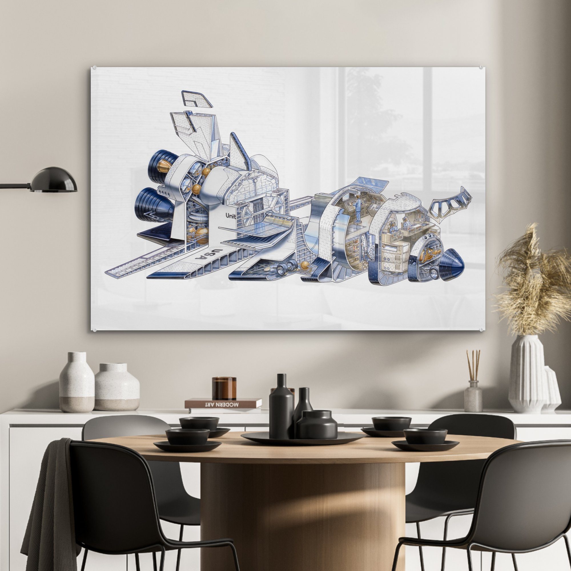 eines (1 MuchoWow & Illustration Schlafzimmer St), Acrylglasbild Acrylglasbilder NASA-Raumschiffs, Wohnzimmer