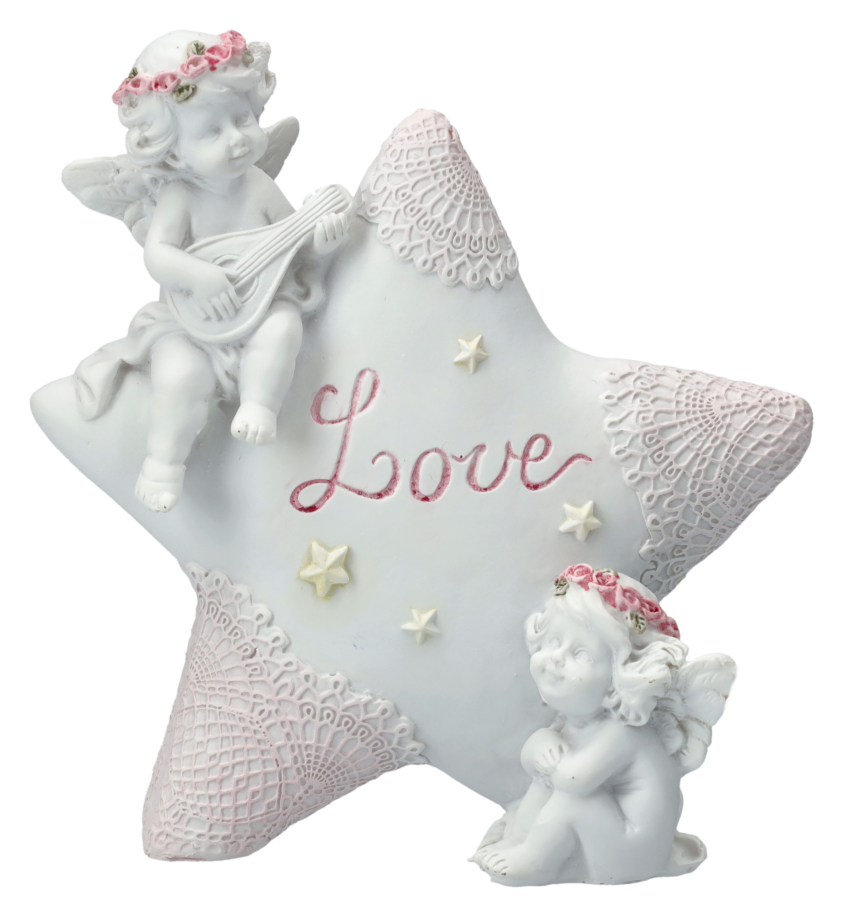 Figuren Shop GmbH Dekofigur Engel Figur - Putten mit Stern "Love" - Dekorat günstig online kaufen