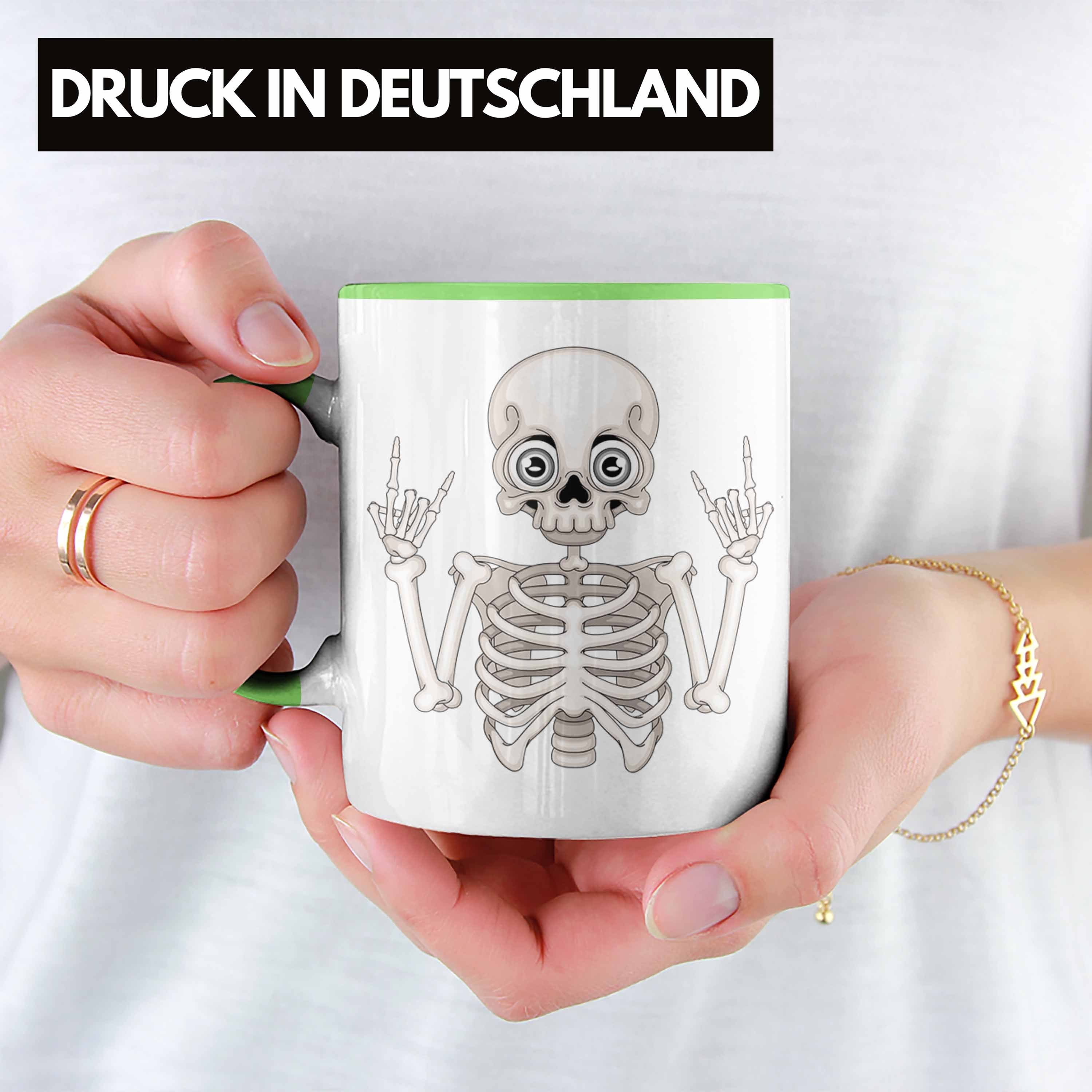 Skelett Roll Geschenkidee Fans: Grün Tasse Trendation Tasse Lustige Rock n Tasse