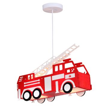 Globo Dekolicht, Leuchtmittel nicht inklusive, Feuerwehr Auto Hänge Leuchte rot Pendel Lampe Kinder Spiel Zimmer