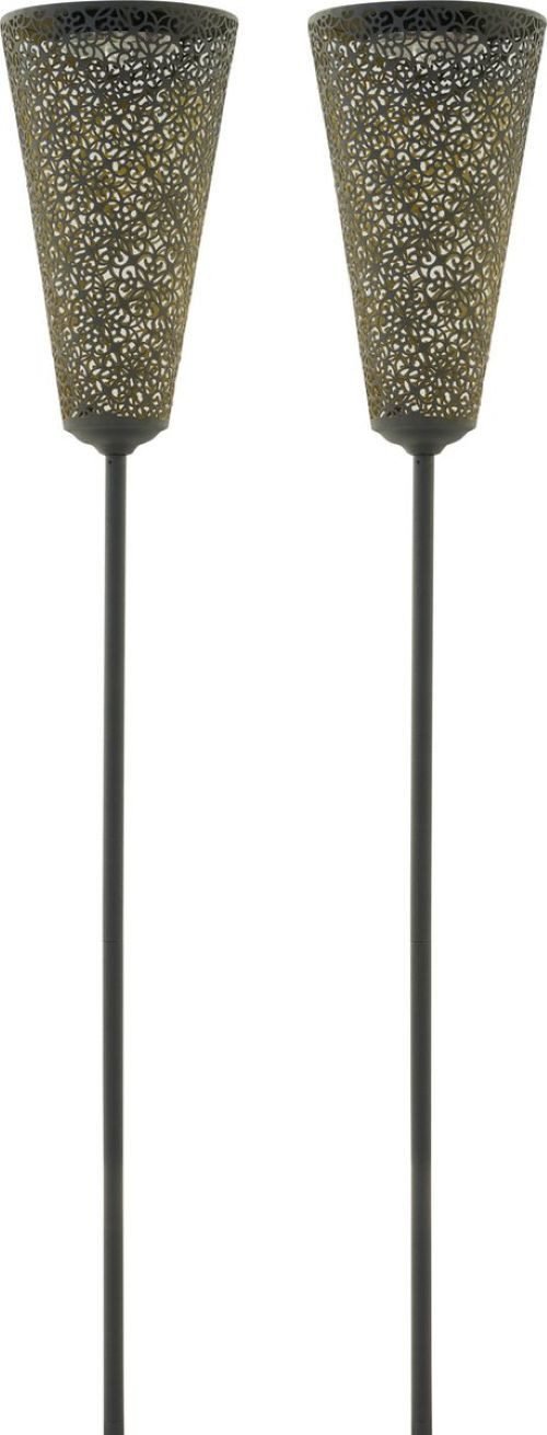 Luxform Gartenleuchte Luxform Solar Torch Leeds, set of 2, LED fest integriert, Warmweiß, LED-Fackellampe, Solarenergie, warmweiß, aus Metall, IP45