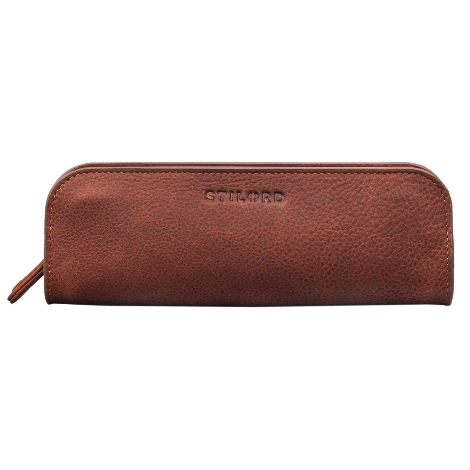 STILORD Etui "Alfie" Leder Mäppchen Vintage kara - cognac