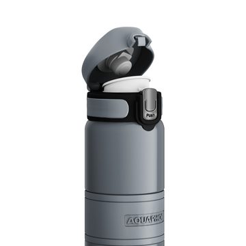 AQUAPHOR Thermoflasche aus Edelstahl 480ml - Edelstahl Trinkflasche GRAU, Hält Ihr Getränk 6 Stunden lang heiß und 6 Stunden lang kalt /