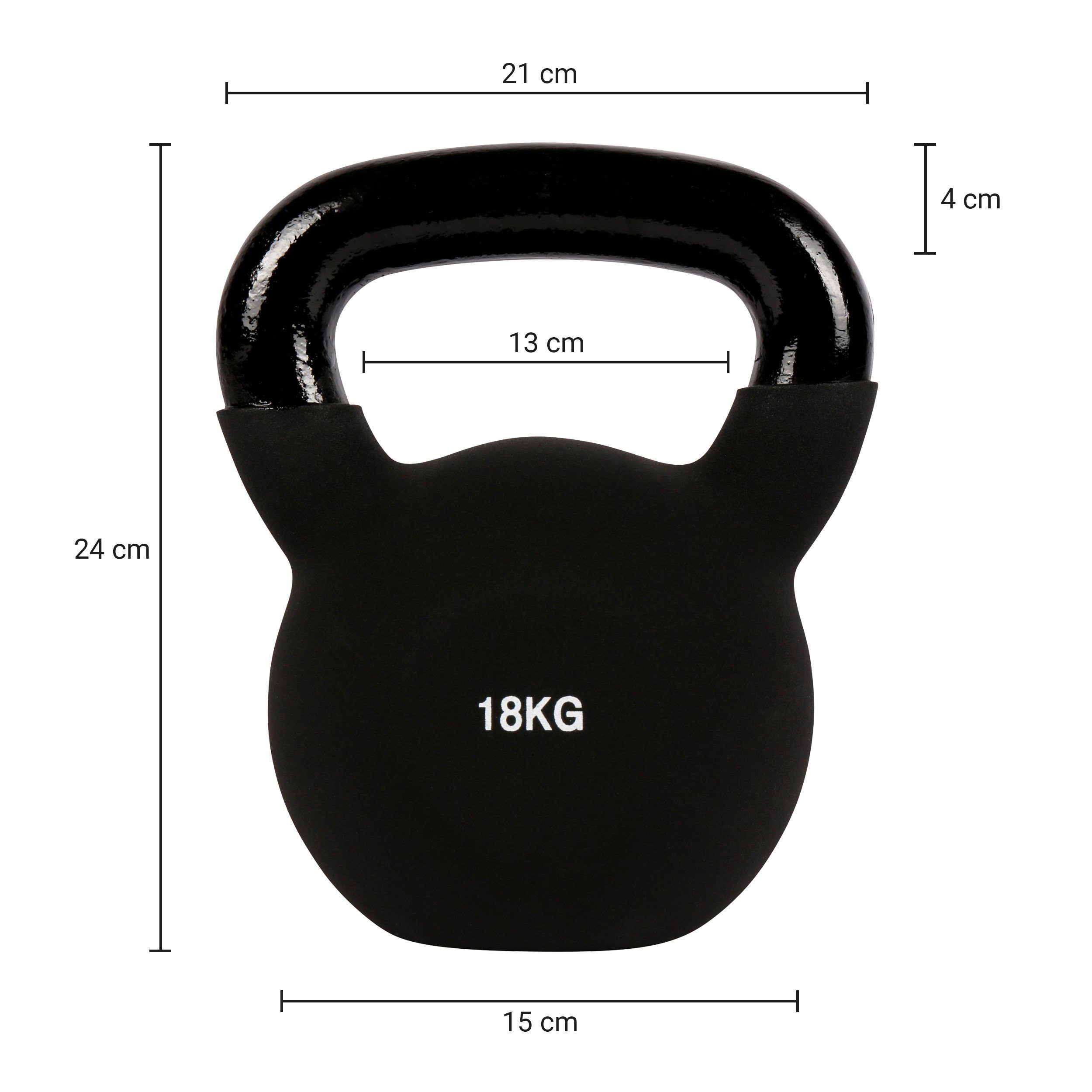 MSports® Kettlebell Kettlebell Professional – 30 2 - Kg Übungsposter Schwarz inkl. Neopren kg 18