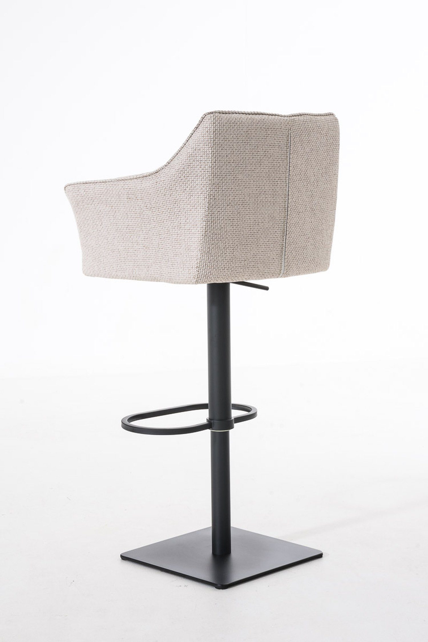 Theke (mit Rückenlehne - Sitzfläche: und Elfenbein Stoff Barhocker Küche), für matt Fußstütze drehbar Hocker schwarz Metall 360° - - & TPFLiving Damaso