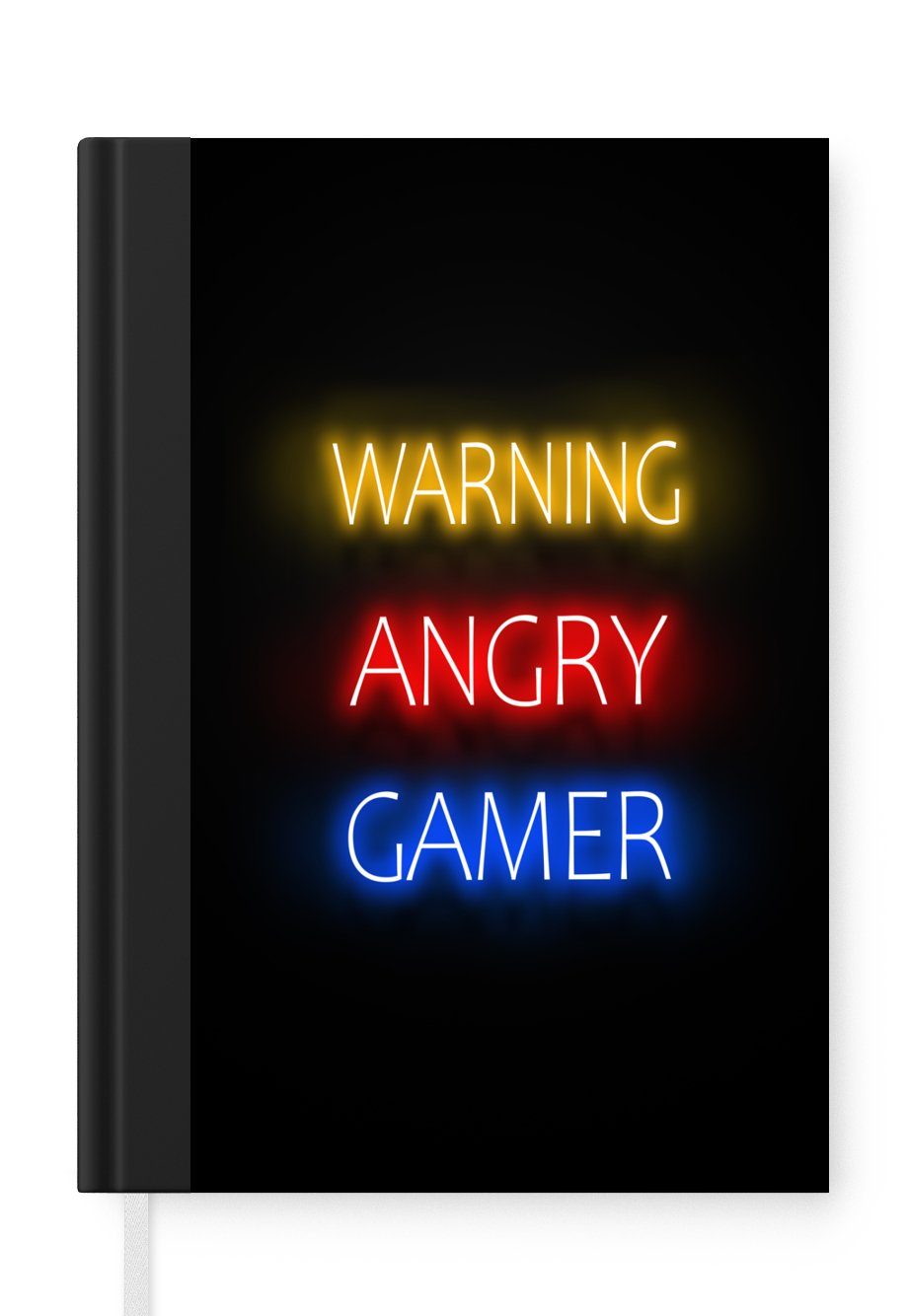 MuchoWow Notizbuch Gaming - Zitate - Warnung wütender Gamer - Neon, Journal, Merkzettel, Tagebuch, Notizheft, A5, 98 Seiten, Haushaltsbuch
