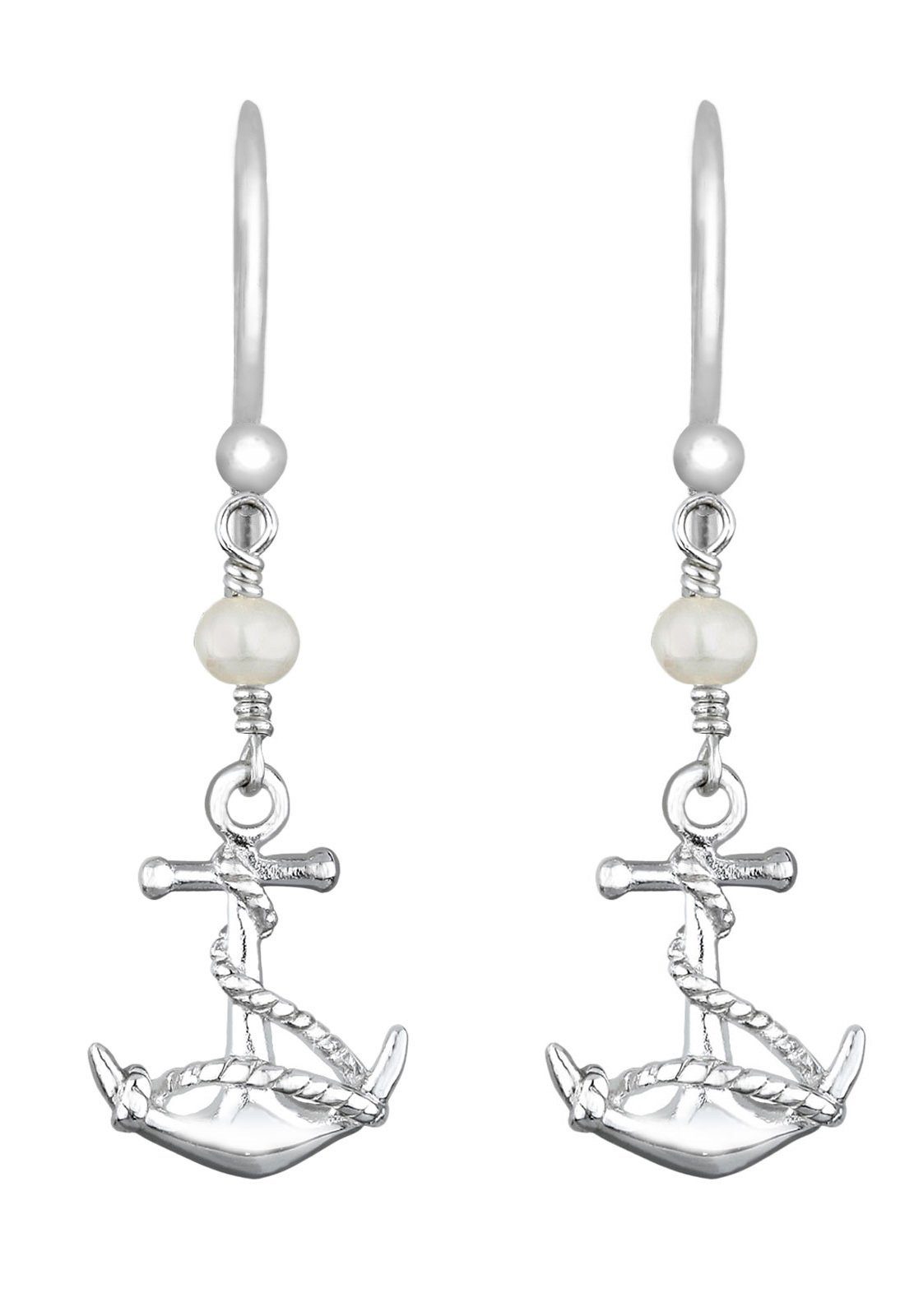 Elli Perlenohrringe Anker Zuchtperlen Weiß 925 Sterling Silber, Anker