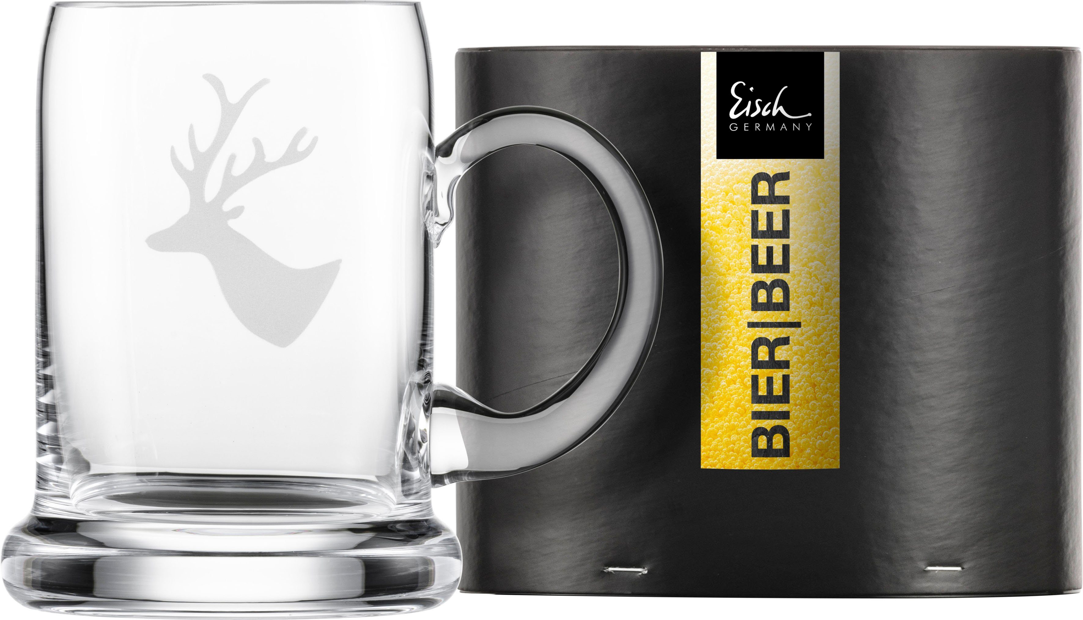 Eisch Germany Bierkrug CHALET, 1-tlg., Kristallglas, Hirschmotiv, mundgeblasen, 500 ml, Made in Germany