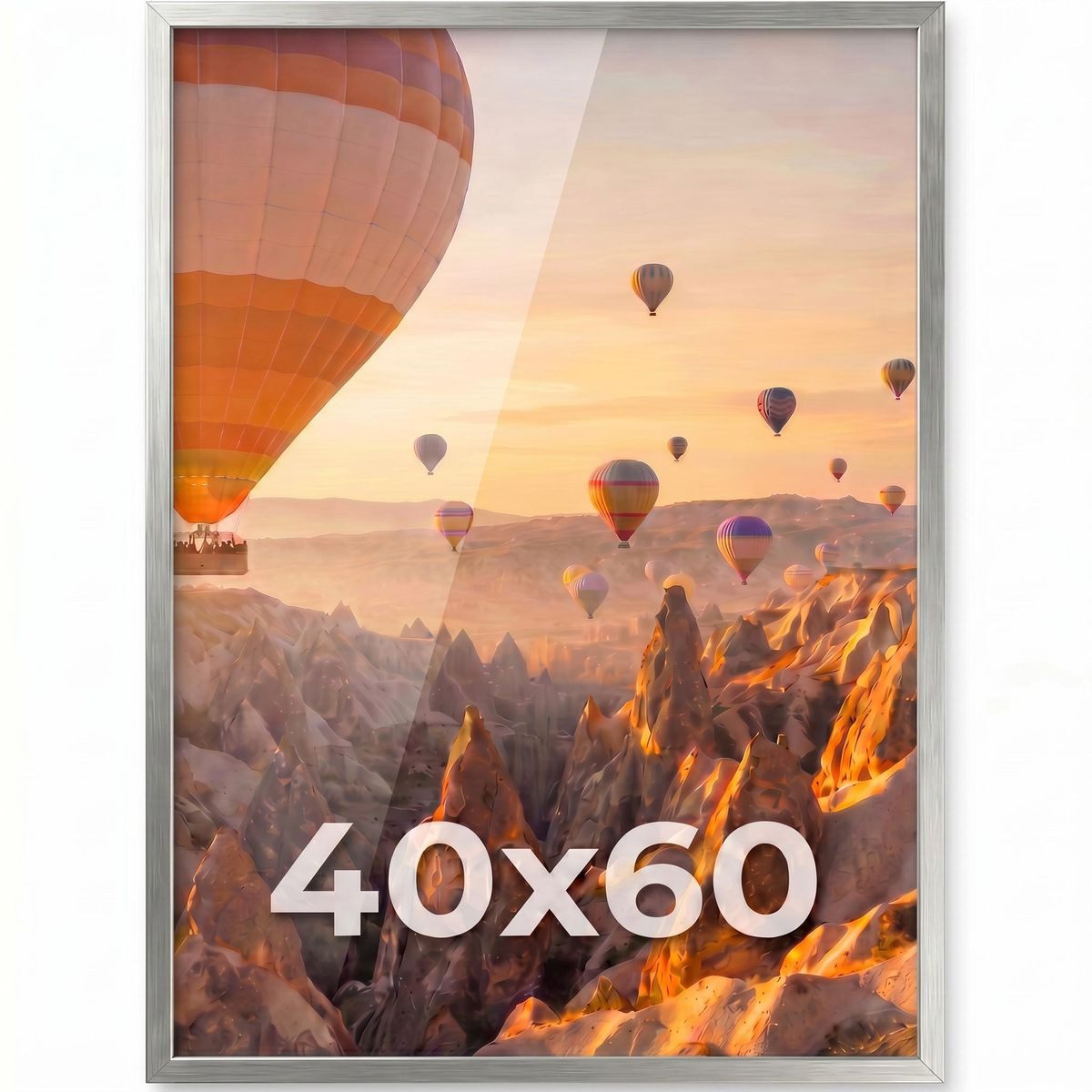 PHOTOLINI Bilderrahmen modern mit bruchsicherem Acrylglas, Holz MDF für Fotos & Poster, für 1 Bilder (1 Einzelrahmen), Posterrahmen 40x60 cm zum Aufhängen