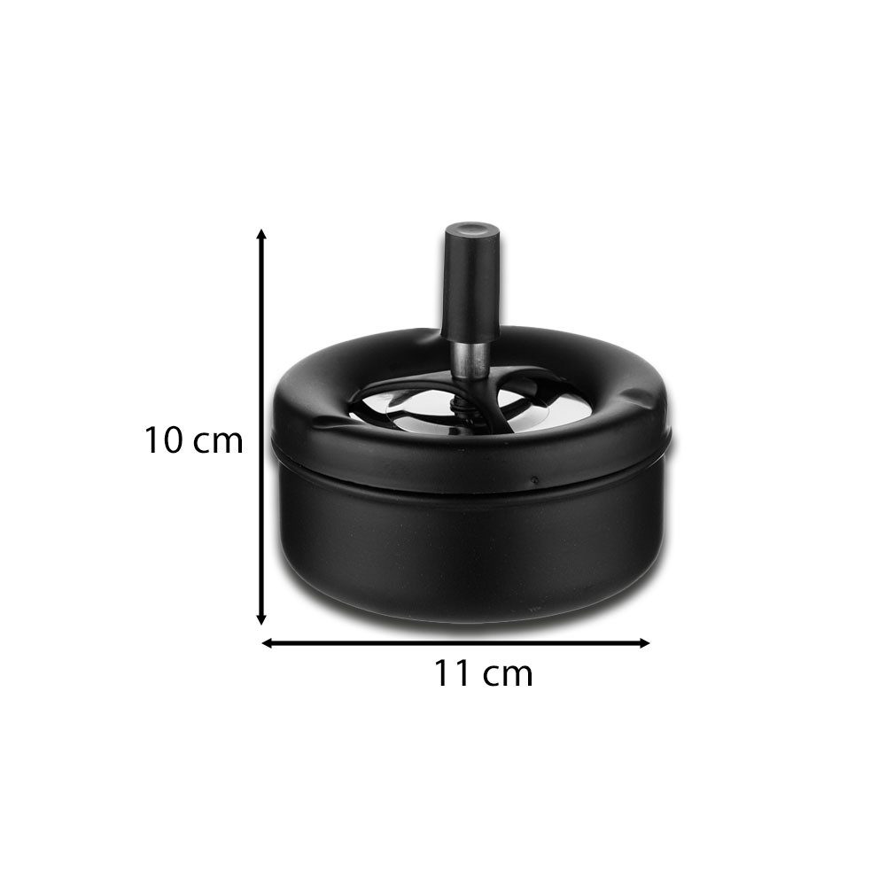 Coumo Aschenbecher Drehaschenbecher Schleuderaschenbecher Schwarz Matt Windaschenbecher