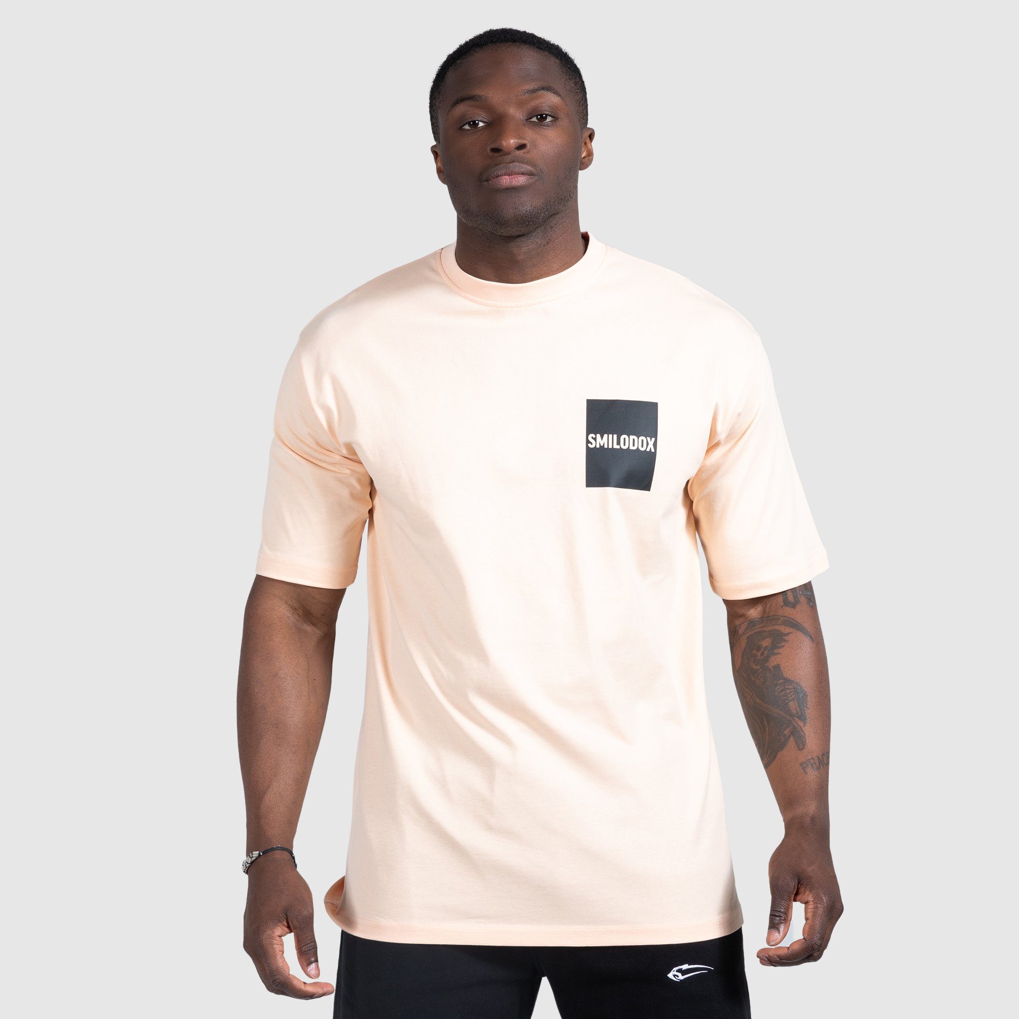 Smilodox T-Shirt Joey Oversize, 100% Baumwolle Aprikose