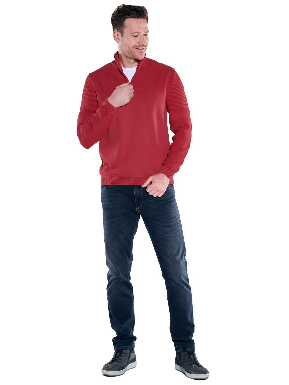 Engbers Stehkragenpullover Herren Pullover mit Troyerkragen, Feuerrot