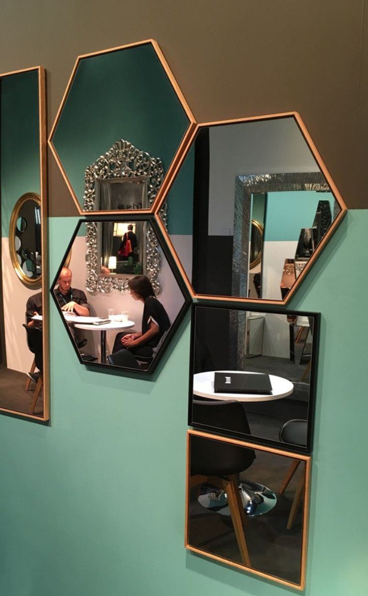 45 cm Casa mit Wandspiegel Spiegel Padrino Spiegel 52 x Wohnzimmer H. Holzrahmen Luxus - schwarzem