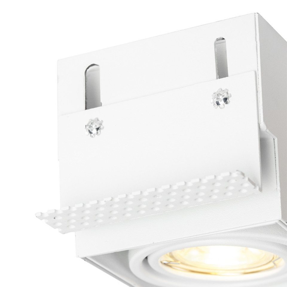 Qazqa LED Einbaustrahler Oneon trimless 50, ohne Leuchtmittel, Warmweiß, QAZQA Downlight, gu10, Weiß, Stahl, Modern