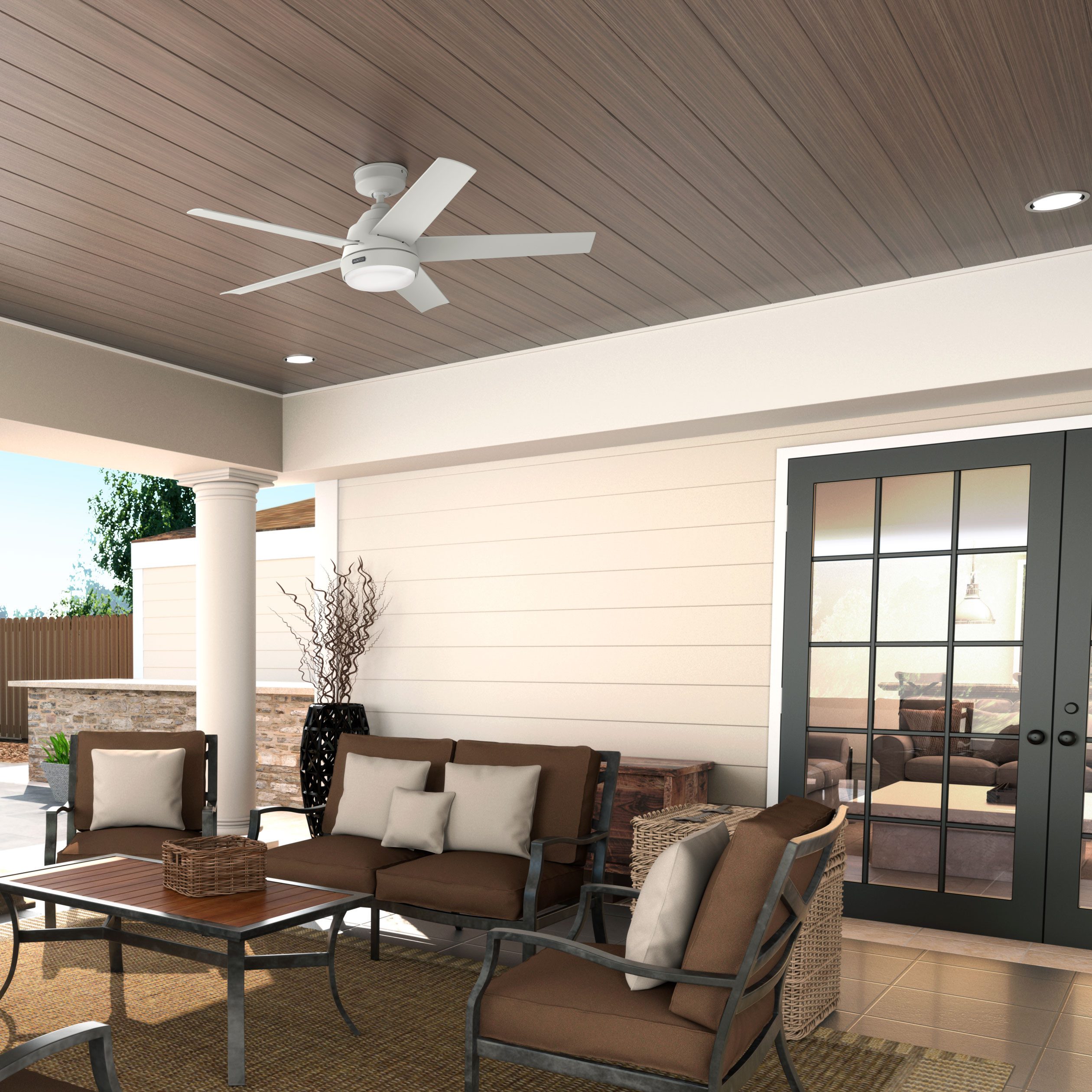 Hunter Deckenventilator Outdoor Deckenventilator Marina Weiß mit LED, dimmbar