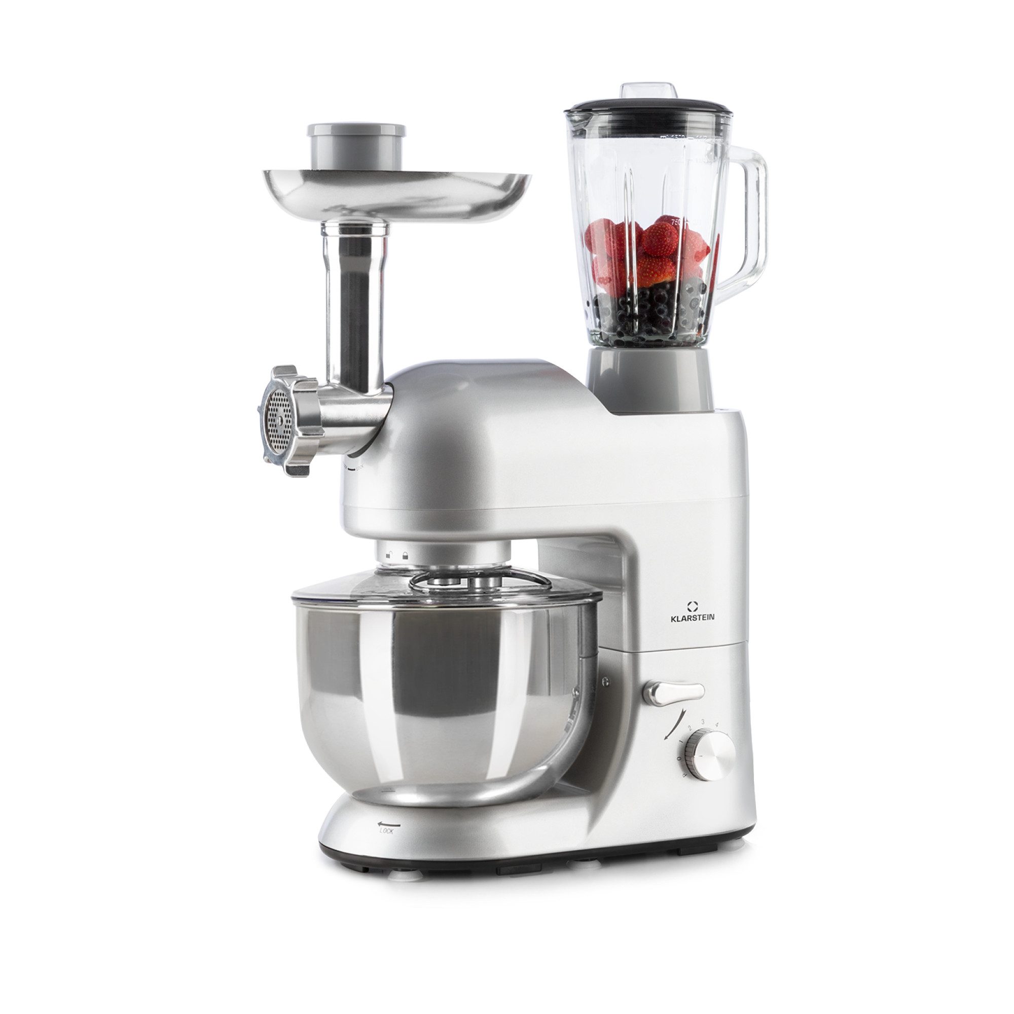 Klarstein Küchenmaschine mit Kochfunktion, 1800 W, 5.2 l Schüssel, Knetmaschine Teigmaschine Teigknetmaschine Rührmaschine Fleischwolf
